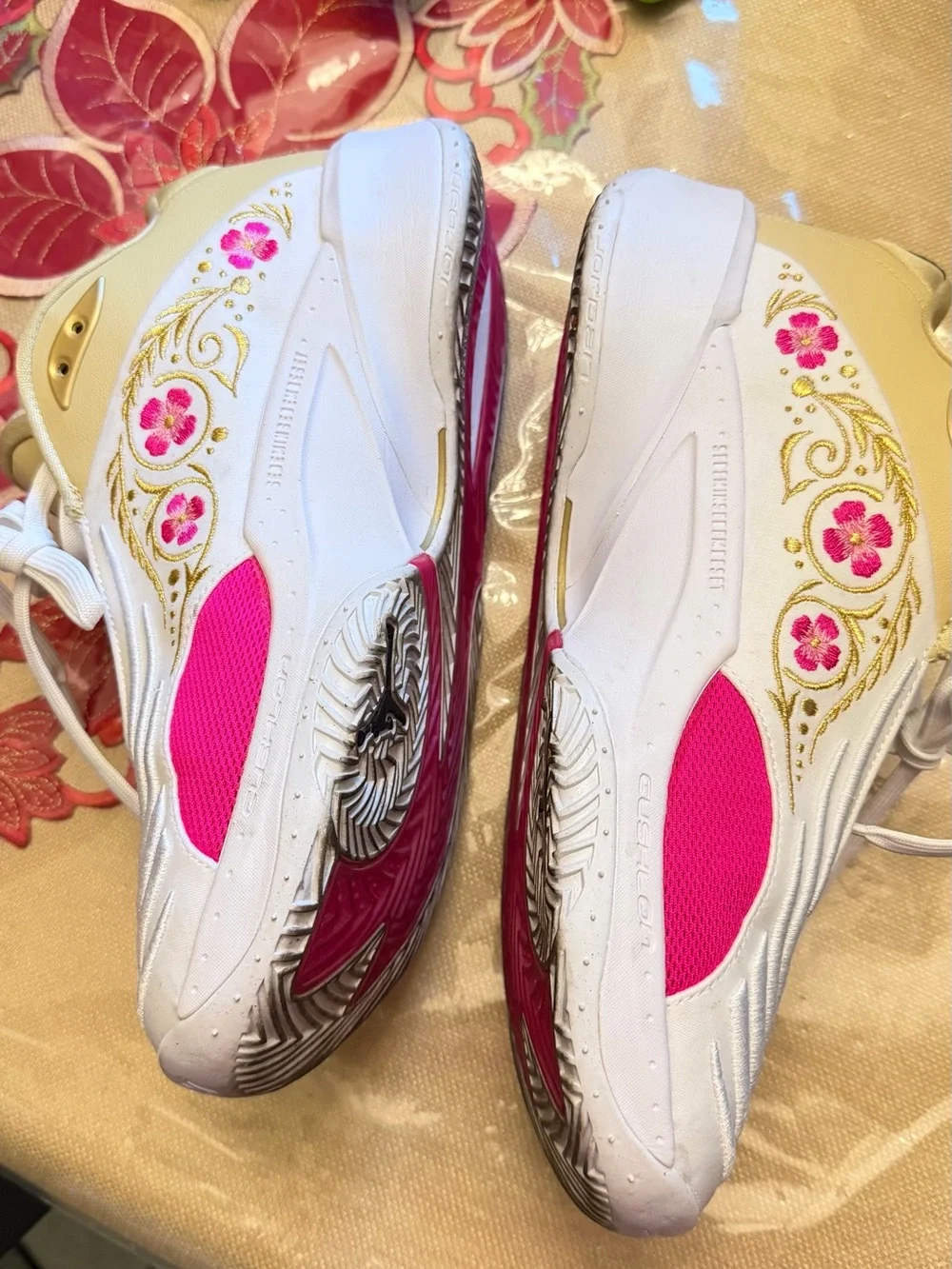 Jordan Luka 4 “El Matador” White / Gold / Pink Floral Basketball Shoes
